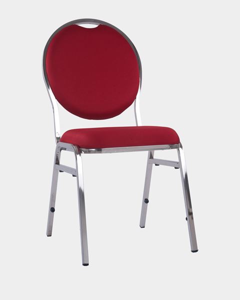 Picture of Oval Banquet Chair in Red Fabric Steel Frame
