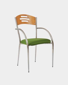 Picture of Metal Restaurant/Cafe Chair Back Wood (Green)