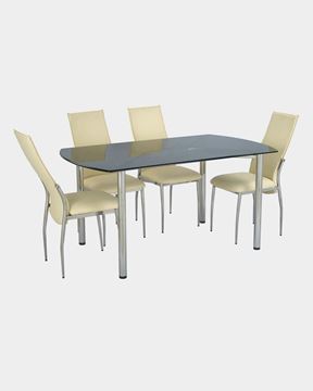 Picture of Glass Dining Table and 4 Rexine Dining Chairs