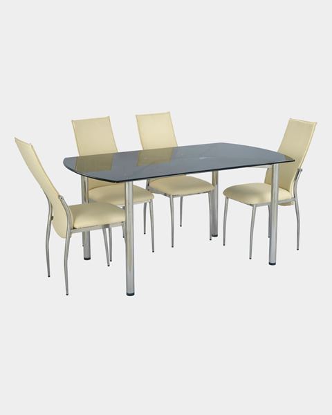 Picture of Glass Dining Table and 4 Rexine Dining Chairs