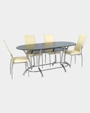 Picture of Glass Dining Table and 4 Rexine Dining Chairs