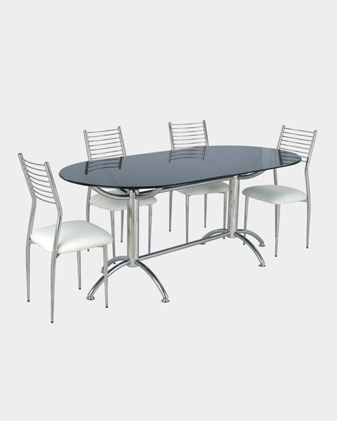 Picture of Four Seater Metal Dinning Table with Glass top