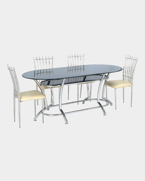 Picture of Glass Dining Table and 4 Rexine Dining Chairs
