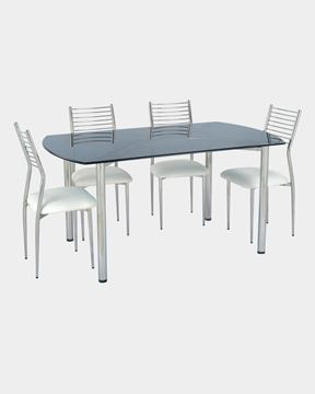 Picture of Four Seater Metal Dinning Table with Glass top