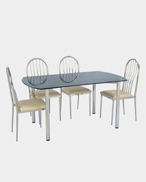 Picture of Four Seater Metal Dinning Table with Glass top
