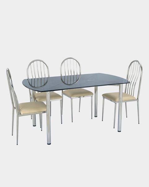 Picture of Four Seater Metal Dinning Table with Glass top