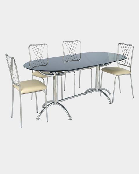Picture of Glass Top Dining Table and 4 Rexin Dining Chairs