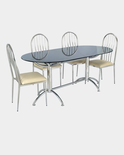 Picture of Glass Top Dining Table and 4 Rexin Dining Chairs