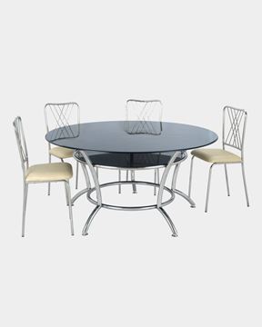 Picture of Glass Top Dining Table and 4 Rexin Dining Chairs