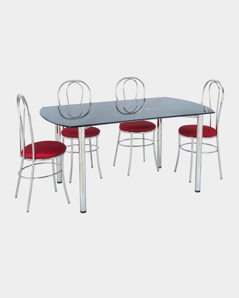 Picture of Restaurant Steel Dining Chair And Glass Top Table Set