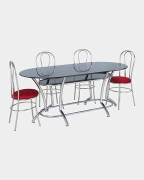 Picture of Restaurant Steel Dining Chair And Glass Top Table Set