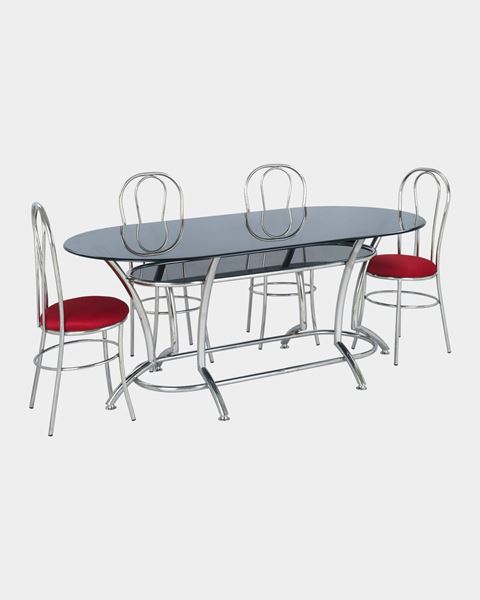 Picture of Restaurant Steel Dining Chair And Glass Top Table Set