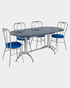 Picture of Restaurant Steel Dining Chair And Glass Top Table Set