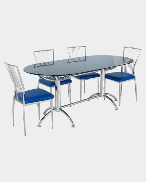 Picture of Restaurant Steel Dining Chair And Glass Top Table Set