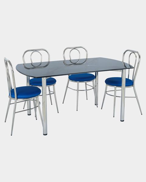 Picture of Restaurant Steel Dining Chair And Glass Top Table Set