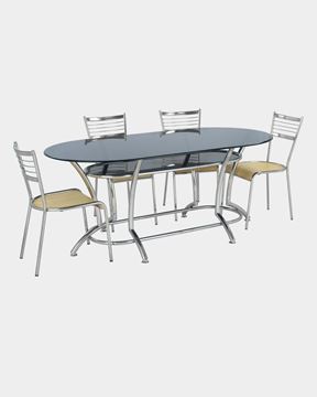 Picture of Restaurant Steel Dining Chair And Glass Top Table Set