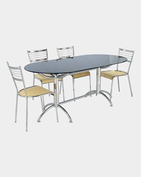 Picture of Restaurant Steel Dining Chair And Glass Top Table Set