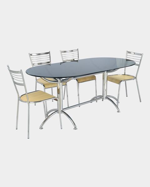 Picture of Restaurant Steel Dining Chair And Glass Top Table Set