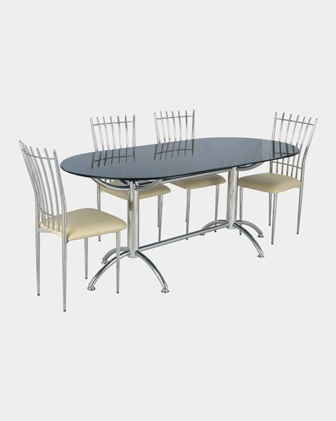 Picture of Restaurant Steel Dining Chair And Glass Top Table Set