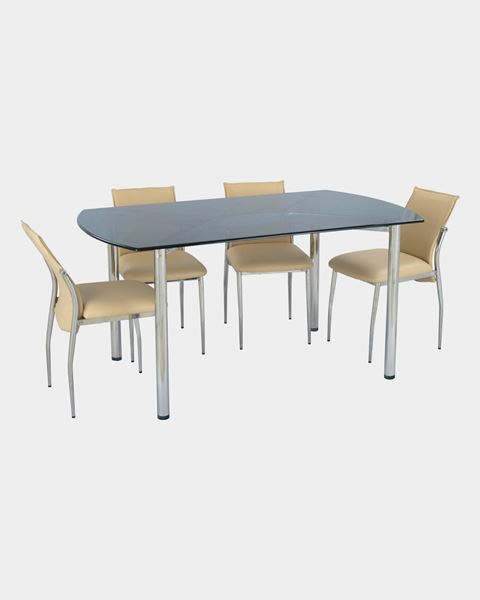 Picture of Restaurant Steel Dining Chair And Glass Top Table Set