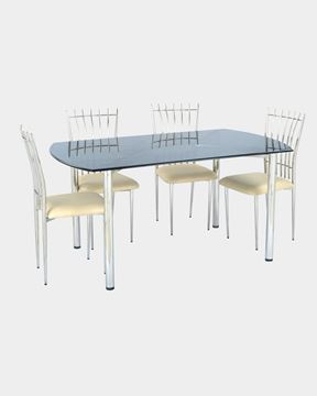 Picture of Restaurant Steel Dining Chair And Glass Top Table Set