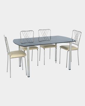 Picture of Restaurant Steel Dining Chair And Glass Top Table Set