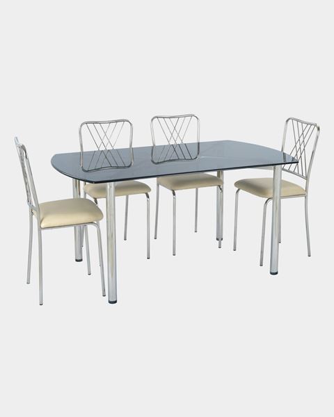 Restaurant Steel Dining Chair And Glass Top Table Set Online