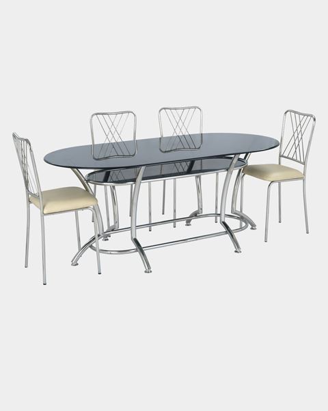 Picture of Restaurant Steel Dining Chair And Glass Top Table Set