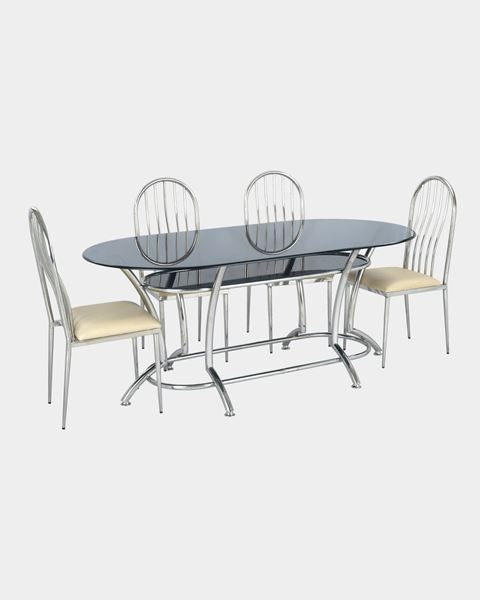 Picture of Restaurant Steel Dining Chair And Glass Top Table Set