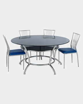 Picture of Round Glass Top Dining Table and 4 Rexin Dining Chairs
