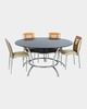 Picture of Round Glass Top Dining Table and 4 Back Wood Dining Chairs