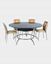 Picture of Round Glass Top Dining Table and 4 Back Wood Dining Chairs