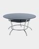 Picture of Round Glass Top Dining Table and 4 Back Wood Dining Chairs