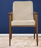Picture of Wooden Brown Chair with Armrest & Cushion
