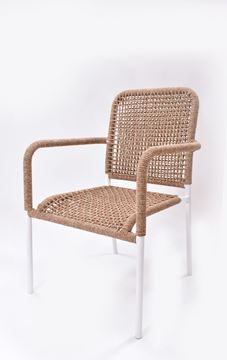 Picture of Outdoor Patio Synthetic Rattan Cane Weaving Dining Chair with Arm Rest