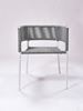 Picture of Outdoor Stacking Chair White Aluminum Frame with black and white Rope Seat & Back