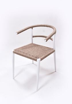 Picture of Outdoor Stacking Chair White Aluminum Frame with Rope Seat